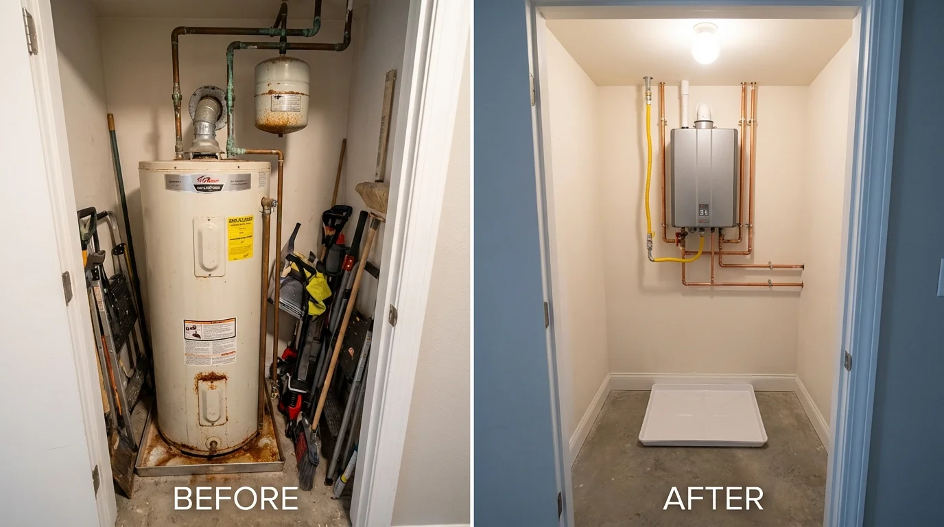 Tank water heater versus wall-mounted tankless unit comparison for Huntingdon, TN homeowners